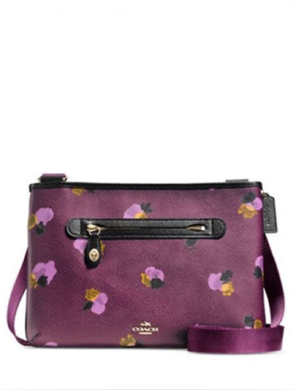 COACH TAYLOR CROSSBODY IN FLORAL PRINT COATED CANVAS Plum Purple - Picture 2 of 10